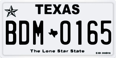 TX license plate BDM0165