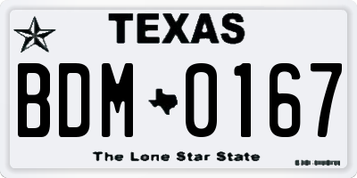 TX license plate BDM0167