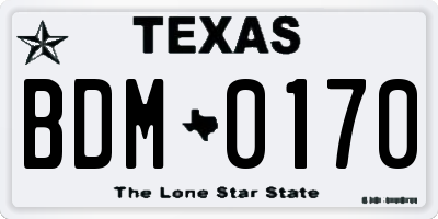 TX license plate BDM0170