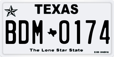TX license plate BDM0174