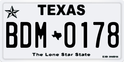 TX license plate BDM0178