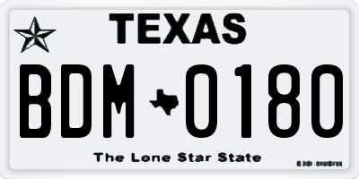 TX license plate BDM0180