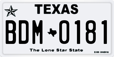 TX license plate BDM0181