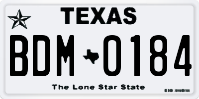 TX license plate BDM0184