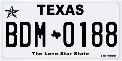 TX license plate BDM0188