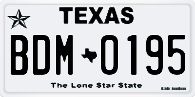TX license plate BDM0195