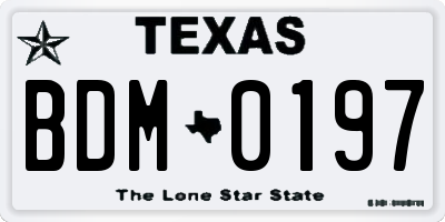 TX license plate BDM0197