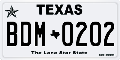 TX license plate BDM0202