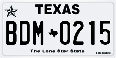 TX license plate BDM0215
