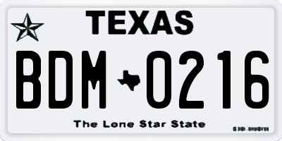 TX license plate BDM0216