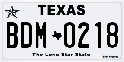 TX license plate BDM0218