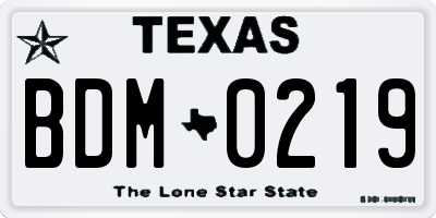 TX license plate BDM0219