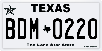 TX license plate BDM0220