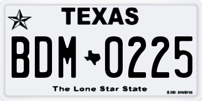 TX license plate BDM0225