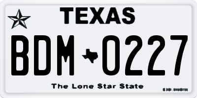 TX license plate BDM0227