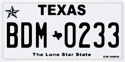 TX license plate BDM0233