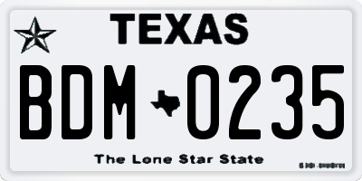 TX license plate BDM0235