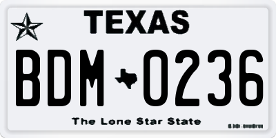 TX license plate BDM0236
