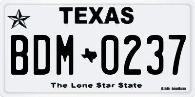 TX license plate BDM0237