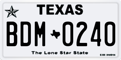 TX license plate BDM0240