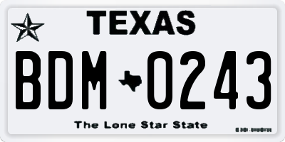 TX license plate BDM0243
