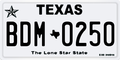 TX license plate BDM0250