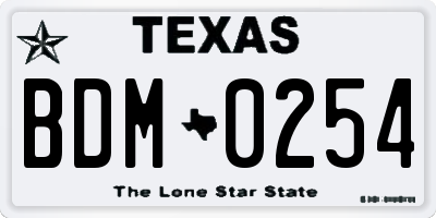 TX license plate BDM0254