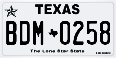TX license plate BDM0258