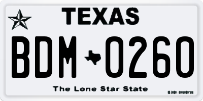 TX license plate BDM0260