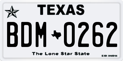 TX license plate BDM0262