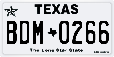 TX license plate BDM0266