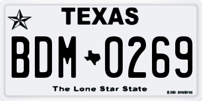 TX license plate BDM0269
