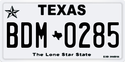TX license plate BDM0285