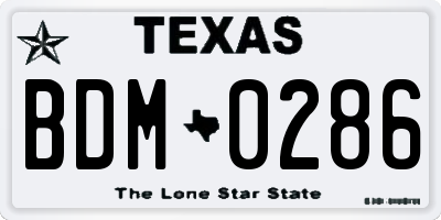TX license plate BDM0286