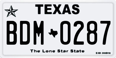 TX license plate BDM0287
