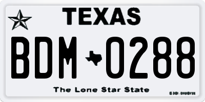 TX license plate BDM0288