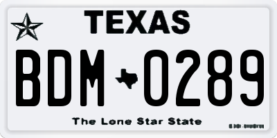 TX license plate BDM0289