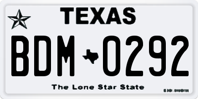 TX license plate BDM0292