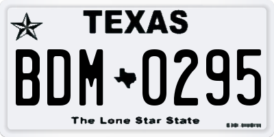 TX license plate BDM0295