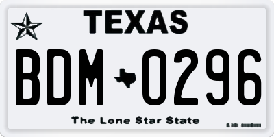 TX license plate BDM0296