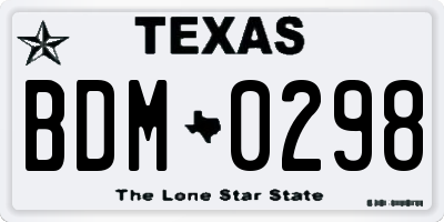 TX license plate BDM0298