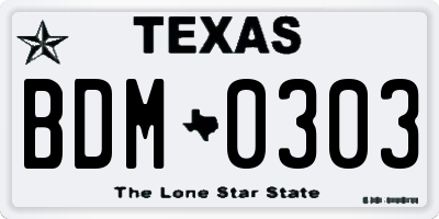 TX license plate BDM0303