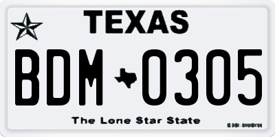 TX license plate BDM0305