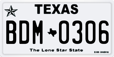 TX license plate BDM0306
