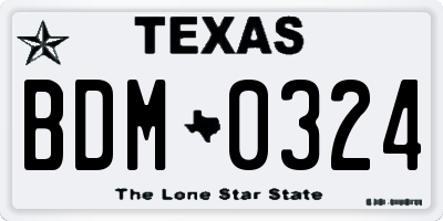 TX license plate BDM0324