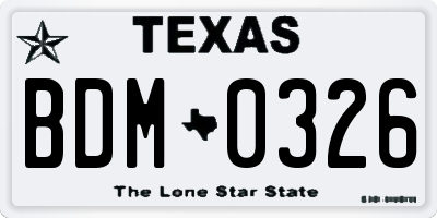 TX license plate BDM0326