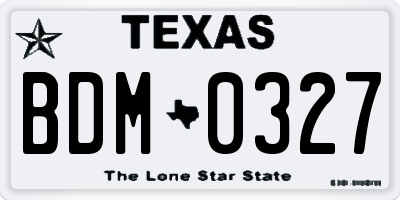TX license plate BDM0327