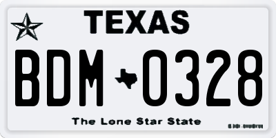 TX license plate BDM0328