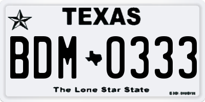 TX license plate BDM0333