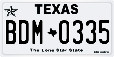 TX license plate BDM0335
